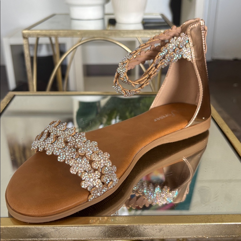 Embellished Sandals with Rhinestone Straps